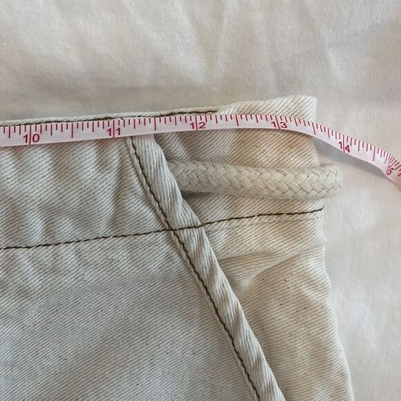 Anthropologie Current Air Ivory Tan Patch Pocket Belted Shorts Belted Sz 6 - Picture 7 of 10